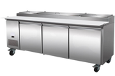 94" CHEF Triple Solid Door Refrigerated Pizza Prep Table WC-3DPPT-HC