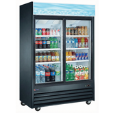 53'' Omcan 2 Door Sliding Glass Door Refrigerator, 45 Cu.Ft Black, 51032