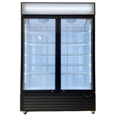 Alaska Line 53" Double Glass Door Freezer 49.4 Cu.Ft. Capacity with Black Frame HIT-800