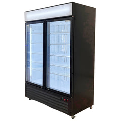 Alaska Line 53" Double Glass Door Freezer 49.4 Cu.Ft. Capacity with Black Frame HIT-800