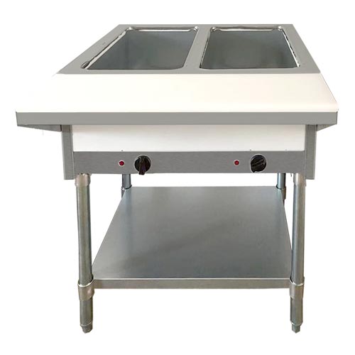 30'' Omcan Electric Well Steam Table 2 Pan Tray, Cutting Board & Under Shelf 46646
