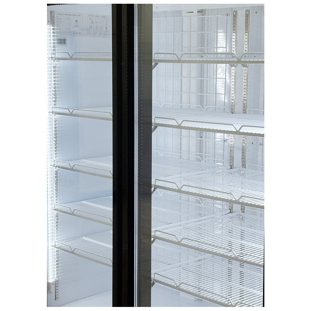Alaska Line 53" Double Glass Door Freezer 49.4 Cu.Ft. Capacity with Black Frame HIT-800