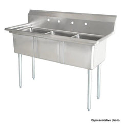 63'' CHEF Three Tub Sink with Centre Drain and No Drainboard CH-2015