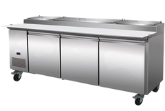 94" CHEF Triple Solid Door Refrigerated Pizza Prep Table WC-3DPPT-HC