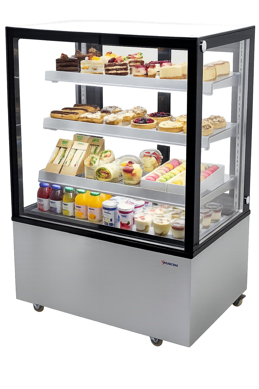 36'' Omcan Square Glass Floor Refrigerated Display Case 13.77Cu.Ft. Capacity, 44382