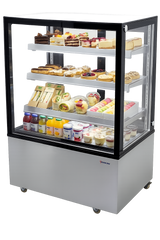 36'' Omcan Square Glass Floor Refrigerated Display Case 13.77Cu.Ft. Capacity, 44382