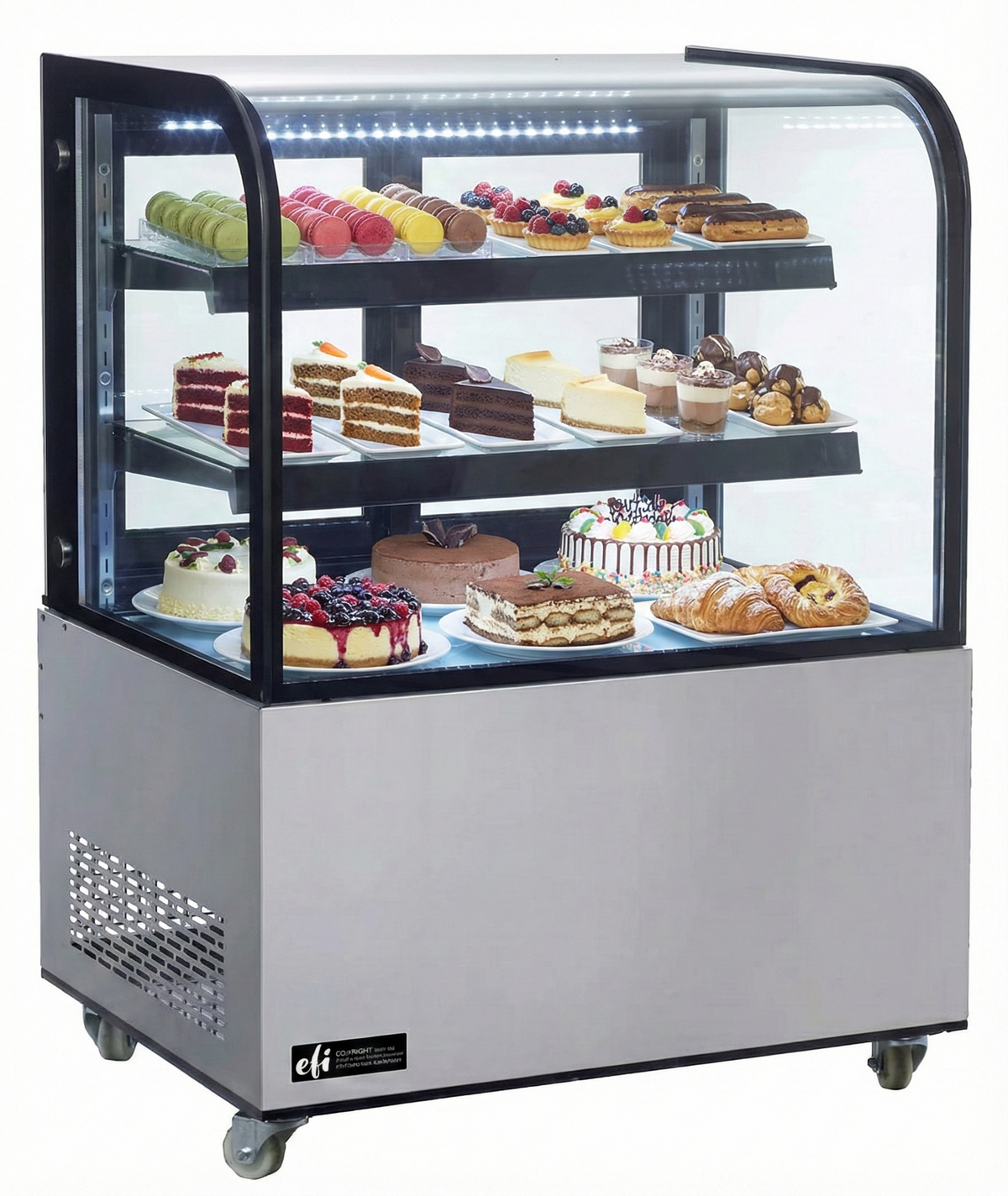 60″ EFI Curved Glass Floor Refrigerated Bakery Case - CGCM-6048