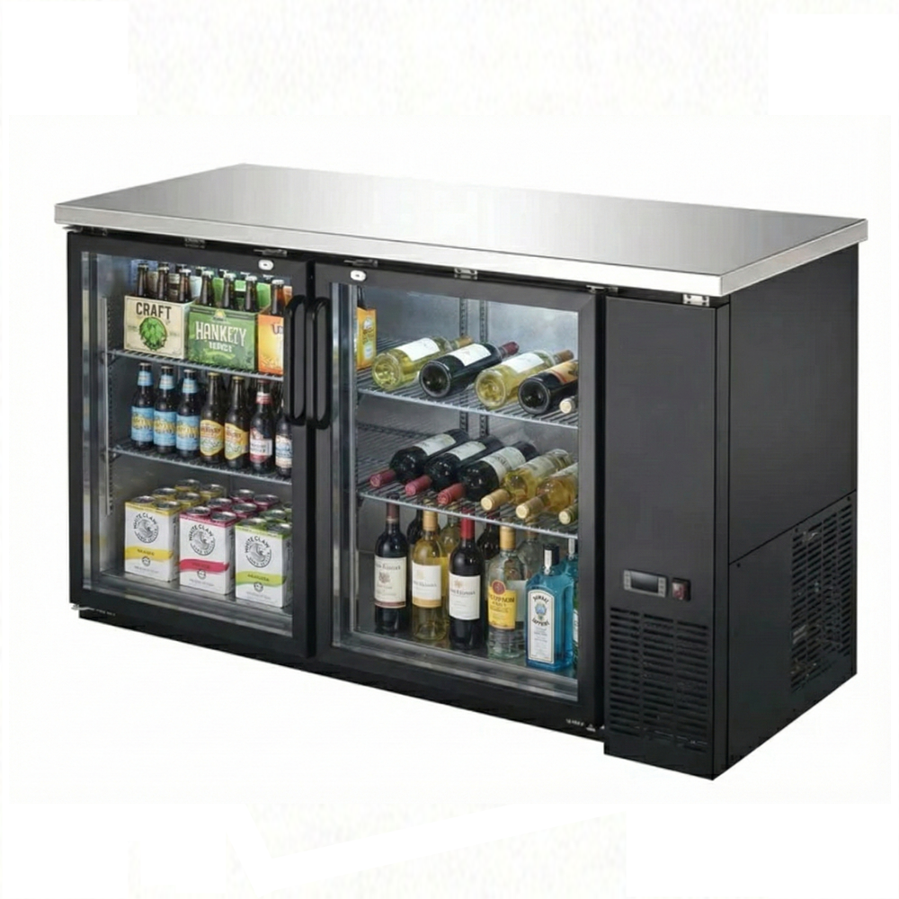 60" CHEF Double Glass Door Back Bar Cooler WC-UBB-24-60G-HC