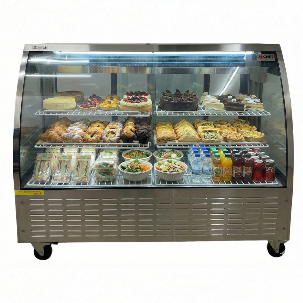 60'' CHEF Stainless Steel Curved Display Cooler 22 Cu.Ft -  STD-6032-S