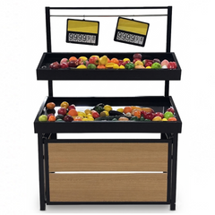47" Vegetable Rack Single Side Black Tray HD-VRSE-03