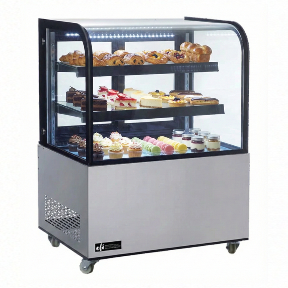 36″ EFI Curved Glass Floor Refrigerated Bakery Case 10.4 Cu.Ft - CGCM-3648