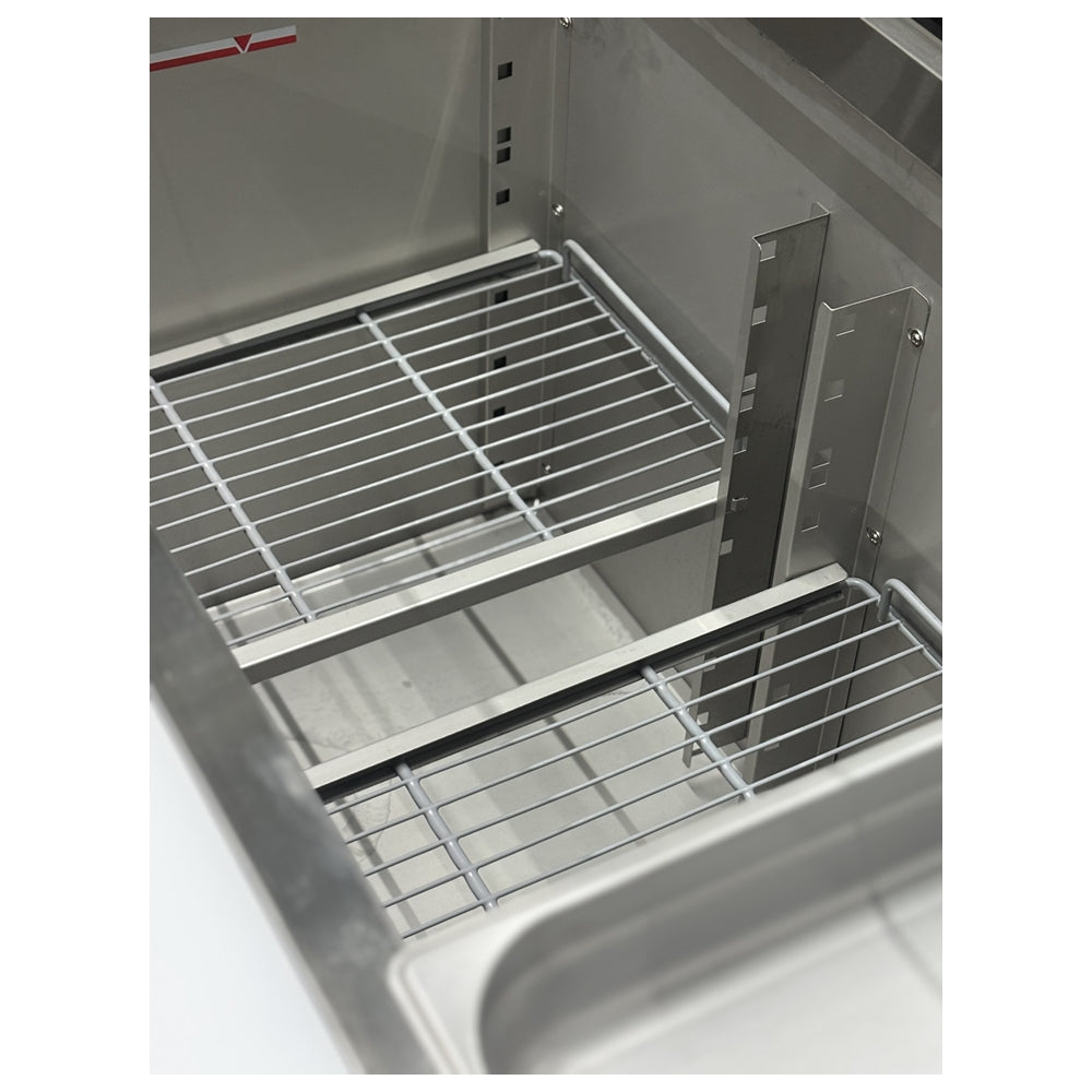 71'' CHEF Refrigerated Salad Prep Table with Curved Sneeze Guard GN-3100SALGC