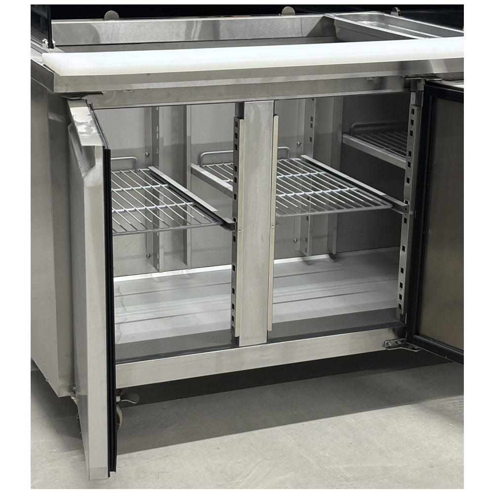 71'' CHEF Refrigerated Salad/Sandwich Prep Table with Rectangle Sneeze Guard GN-3100SALSQ
