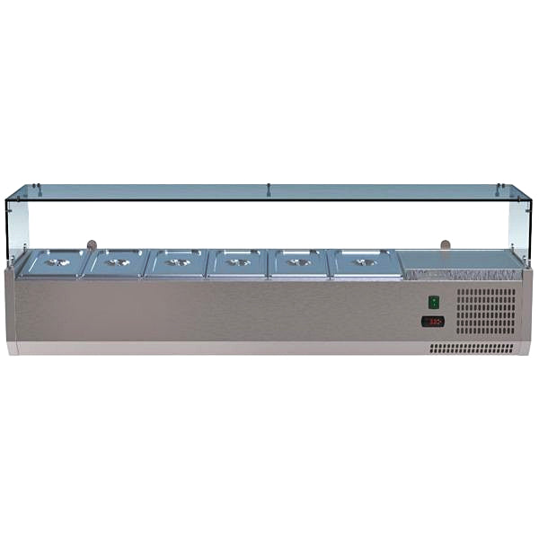 60" CHEF Refrigerated Countertop Topping Rail Used FOR02243