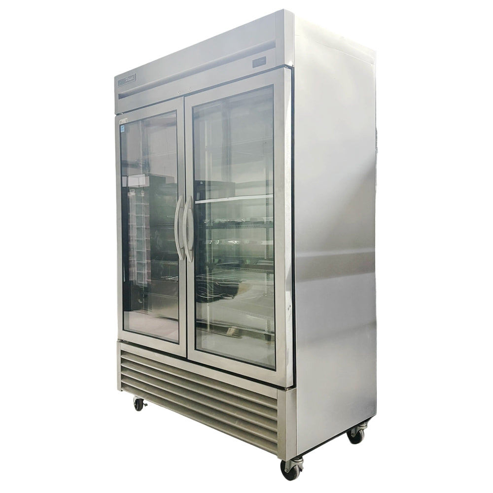 55'' True Double Glass Door Reach in Cooler Used FOR01723