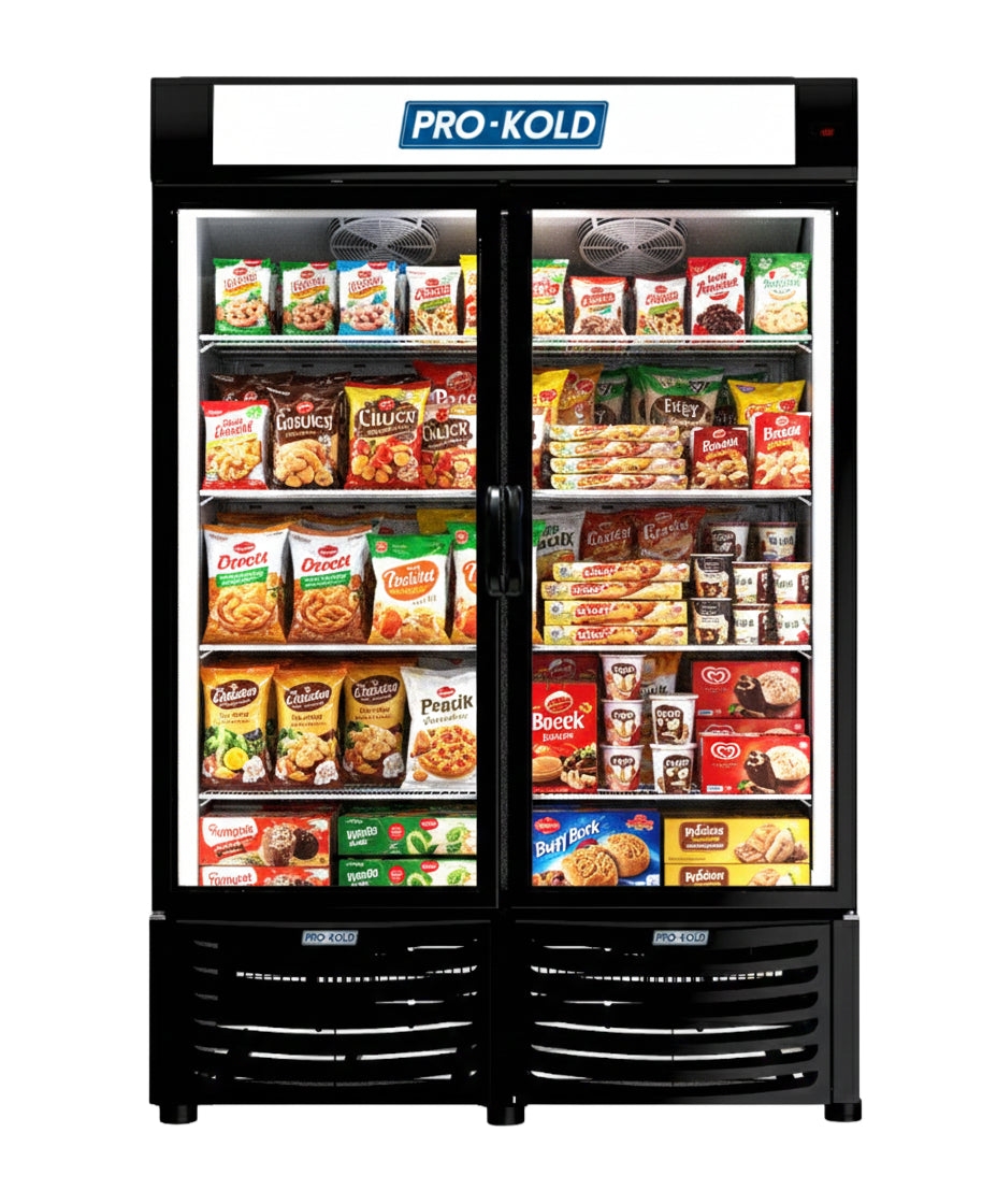 54" Pro-Kold Double Glass Door Display Freezer 32 Cu.Ft.   DURF-32W