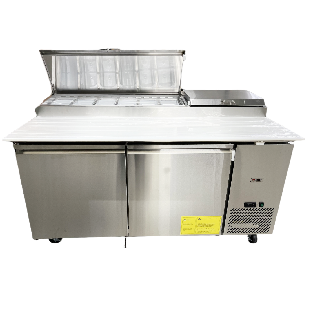72'' CHEF Double Door Refrigerated Pizza Prep Table TPP-67T