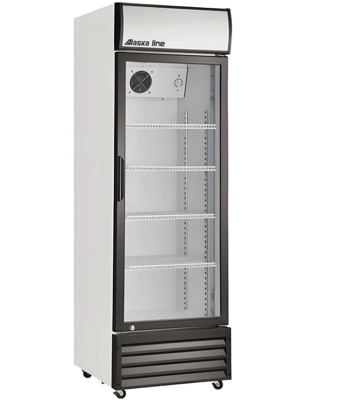 22" Commercial Single Glass Door Cooler – Alaska-Line HIT-808, 12.4 Cu. Ft.
