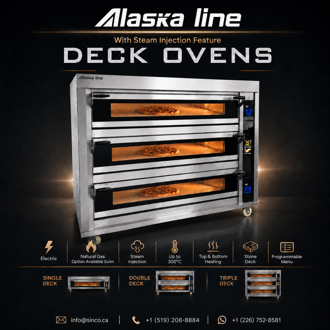 Alaska Line 57.4'' Single Deck Oven Natural Gas with Steam Injection HIT-434