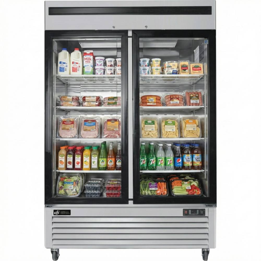 40'' EFI Bottom Mount Reach In Double Glass Door Cooler 35.3 Cu.Ft. C2-39GDSVC